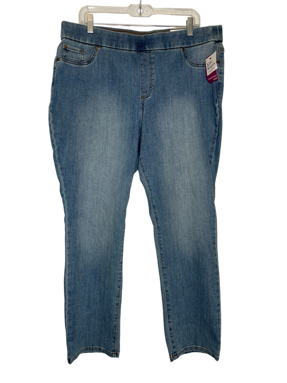 Kim Rogers Pull-On Straight Jeans 16W Average Tummy Control